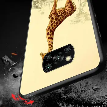 Žirafos Mielas Gyvūnų Xiaomi Redmi K30 K30S Mi 10T Lite Pro Poco X3 NFC X2 M3 M2 F2 Pro C3 F1 Soft Black Telefono dėklas