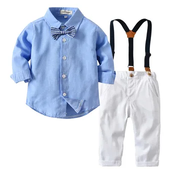 1-3 metų rudenį vaikus, drabužiai ilgomis rankovėmis mėlynas kostiumas Britų džentelmenas kūdikių 1st Birthday party dress berniukai, apranga vaikams, drabužiai