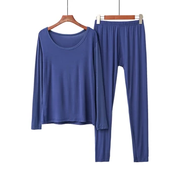 Didelio Dydžio 6XL 150 kg. pižama Rinkinys moterims Modalinis Šilumos Apatiniai Namų drabužiai miego dėvėti pavasarį Patogi minkšta pižama mėlyna 60