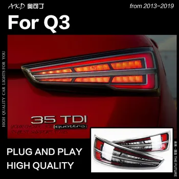 Automobilio Stilius Audi Q3 Uodegos Šviesos 2013-2019 atnaujinti Naujų Q3 LED Uodega Lempos LED Stop Žibintas DRL Dinamiškas Posūkio Signalo Atvirkštinį