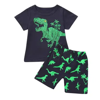 Berniukų-Dinozaurų Kaulų Drabužių Nustatyti Vasaros Atsitiktinis Medvilnės Marškinėlius Šortai Tinka Komplektus Drabužių Rinkiniai Berniukų Pižama Vaikams 24M-7T20