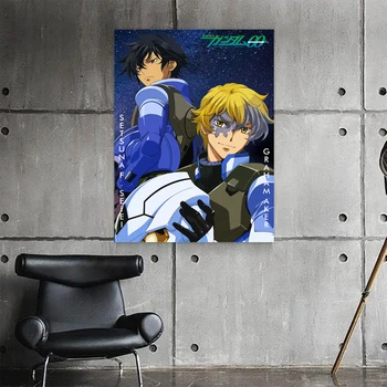 Sienos Menas Modulinės Drobės Gundam Japonijos Anime Nuotraukų Kietas Vyras, Mėlyna Namų Dekoro Tapybos Spaudinių Plakatas Kambarį Cuadros Rėmelį