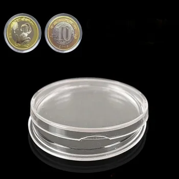 10VNT 10X 25mm Monetų Kapsulės Nešiojamų Aišku, Apvalios Pakuotėje Švyturio Monetos Turėtojas plastikinės Kapsulės Monetų Dėžutė vitrinos