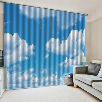 Mėlynas dangus ir balti debesys Tirštėti Windows Užuolaidų svetainė, Miegamasis, Dekoratyviniai Virtuvės Užuolaidas, Portjeras Lango Gydymo