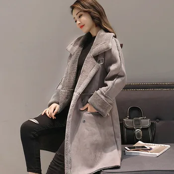 2019 žiemos naujas moterų korėjos versija laisvi storas medvilnės striukė ilgai dalyje, ėriukų kailiai, kailio deerskin medvilnės 2xl