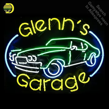 Glenn ' s Garage Neoninis Ženklas lengvųjų Automobilių Neoninės Lemputės Ženklų Derliaus neon požymiai Verslo Pasirašyti Nekilnojamojo Stiklinis Vamzdelis su aiškiai Valdybos Alaus Ženklas