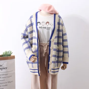2018 M. Visiškai Realus Megztinis Moterims Megztiniai Ir Korėjos Grotelės, Purus Kailis Moteris Pavasarį Naujas Modelis Ilgai Fondo Džemperis Cardigan