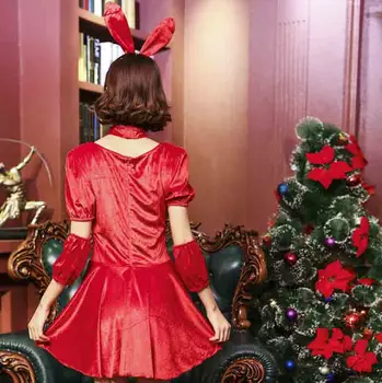 Kalėdų Kostiumas Šalis Raudona Suknelė Moterims Sweetheat Miss Sexy Suaugusiųjų Raudona Apranga Mielas Festivalis Kostiumas Mini Suknelė Mergina Merginos
