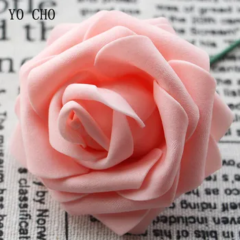 YO CHO 12PCS Putų Gėlės Rožės Dirbtinių Gėlių Rožinė Vestuvių Puokštė Balta Dirbtinių Gėlių Vadovai Dovanų Dėžutėje Dekoratyvinės Gėlės