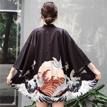 2020 m. Nauja Japonų Mada Stilius Azijos Kimono Haori Tradicinių Spausdinimo Vasaros Plonas Kailis Japonija Seka Kimonos Moterims