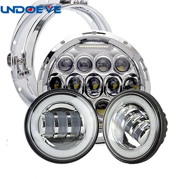 Undoeve 7 Colių Apvalus LED Žibintų + 2VNT 4.5 Colių Artimosios Lempos, naudojamos Motocikluose Dyna