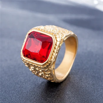 Didmeninė Fine Jewelry Red Crystal Pirštas, Žiedai Iš Titano Plieno Žiedų Liejimo Žiedai, Papuošalai Jubiliejų Šalis Dovanos