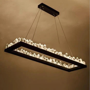 Stačiakampio dizaino, modernios LED šviestuvai kristalų lempos AC110V 220V blizgesio valgomasis kambarys, svetainė kronleuchter