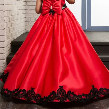 Nauja Europos, Amerikos, Lankas, Satino Klasikinis Vaikų Gėlių mergaičių Suknelės Vaikams Mergaitėms Vestuvių Suknelė Princesė Kamuolys Suknelė Suknelė GDR398