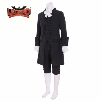 Kolonijinės Vienodas 17-18 Amžiuje kolonijinės apranga Cosplay Vyrų juoda Rokoko Viduramžių 18 A. cosplay kostiumai, apranga kostiumas