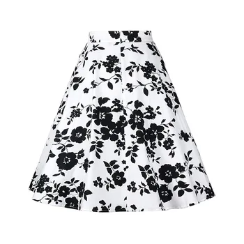SISHION Retro gėlių midi linija sijonas aukštu juosmeniu medvilnės derliaus sijonai moterims gėlių spausdinti elegantiškas sijonas SP1069