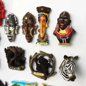BABELEMI 1pcs Afrikoje, Kenijos Gyvūnų Šaldytuvas Magnetas Suvenyrų Rankomis Dažyti Kaukė Amatų Lipdukai ant Šaldytuvo Šaldytuvas Magnetai