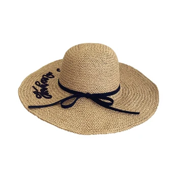 Moteris Laiške Siuvinėjimo Bowknot Šiaudų, Pynimo Skrybėlę Didelis Kraštų Anti-UV Sunhat Bžūp vasaros skrybėlę Bžūp paplūdimio skrybėlę bžūp Anti-UV Sunhat
