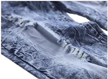 Mados Prekės ženklo Sniego Plauti Dviratininkas Jeans vyriški Laisvalaikio Kankina Prislėgta Medvilnės Džinsinio audinio Tiesiai Ilgos Kelnės Ruožas Slim Kelnės 30-44