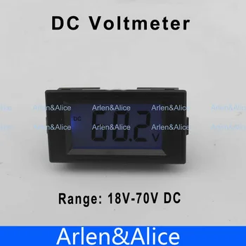 LCD Skaitmeninis Skydelis Voltmeter DC 18-70V Mėlyna backlingt DC Stebėti voltmetras