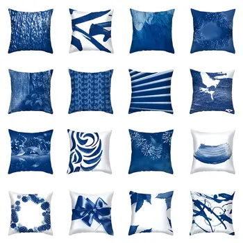 Mėlyna Modelis Pillowslip Pagalvėlė Padengti Abstract Mesti Pagalvės Dangtelis Užvalkalas Namų Sofos Dekoro Prekių Pagalvės užvalkalą 45x45cm Spausdinti