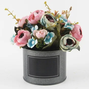 Namų Dirbtinių Rožių Gėlių Vazoninių Augalų Mini Bonsai Nustatyti Nekilnojamojo Touch Netikrą Gėlių Puokštės, Vestuvių Dekoravimas Šalies Prekių