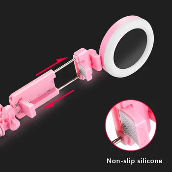 4 In 1 Ištraukiamas Gyventi Trikojo Selfie Stick LED Šviesos Žiedas 1.7 m Stendas Su Monopodzie Telefoną Prijungti 