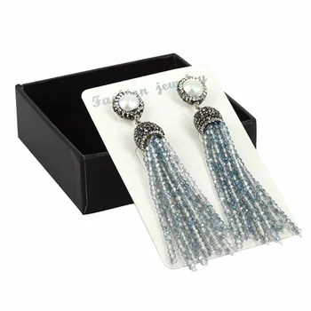 Rankų darbo papuošalai Pakabukai bohemijos gėlavandenių perlų skaidrus, šviesiai mėlynos spalvos stiklo karoliukų kutas lašas ilgai tabaluoti auskarai moterims