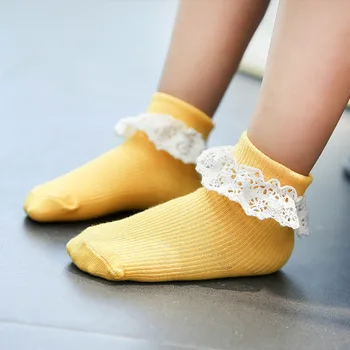 Mergaičių grynos medvilnės kojinės, moterų, kūdikių, super žavinga dalykų, pavasario ir vasaros naujų medvilnės dviguba adata nėrinių kojinės Princesė
