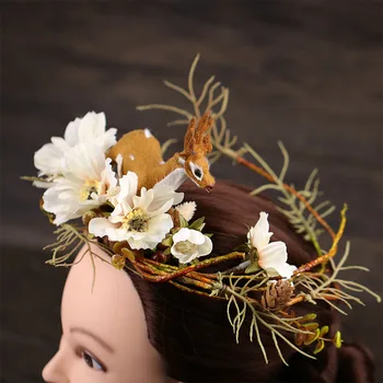 Nauja Stiliaus Nuotakos Vainiko Hairband Tiara Moterų Lady Rotango Vainikas Elnias Gėlių Šukuosena Pajūrio Vestuvių Plaukų Aksesuarų, Kaspinai