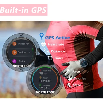 Šiaurės Krašto Smart Watch Vyrų Sporto Smartwatch GPS Kompasas Reloj Veikia Pedometer Širdies ritmas, Kraujo Spaudimas Bluetooth Aukščiamačio