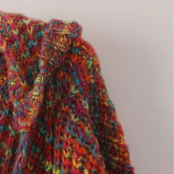 Moterų Ilgas Megztas Megztinis V-Kaklo, ilgomis Rankovėmis Vaivorykštės Spalvos Megztinis Kailis megztiniai striukė Atidaryti Dygsnio Viršūnes Outwear 2018