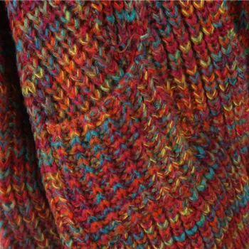 Moterų Ilgas Megztas Megztinis V-Kaklo, ilgomis Rankovėmis Vaivorykštės Spalvos Megztinis Kailis megztiniai striukė Atidaryti Dygsnio Viršūnes Outwear 2018