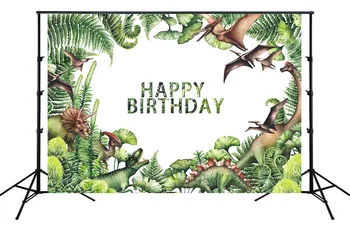 Dinozaurų Temą Gimtadienio Fone Žalia atogrąžų Lapai Berniuko Kriokimas sienų dekoras reklama Nuotrauka fone naujagimių studija SM-449