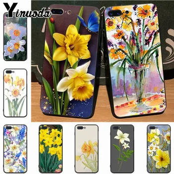 Yinuoda Narcizai akvarelė gėlių Prabanga High-end telefono dėklas skirtas Apple iPhone 8 7 6 6S Plus X 5S 11pro SE 12pro max Padengti
