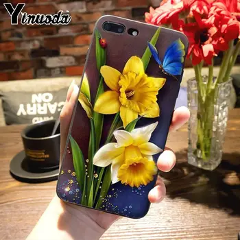 Yinuoda Narcizai akvarelė gėlių Prabanga High-end telefono dėklas skirtas Apple iPhone 8 7 6 6S Plus X 5S 11pro SE 12pro max Padengti