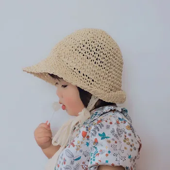 Kūdikių kietas bžūp vaikų vasaros vaikų šiaudų skrybėlę moterų baby beach kelionių saulės skrybėlę 2MZ109