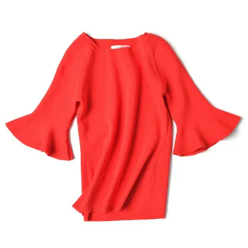 2020 metų Vasaros Naują Atvykimo O Kaklo Megzti marškinėliai Blyksnius Rankovės Ledo Šilkiniai Moterų Tees 6 Spalvų korėjos Stiliaus Moteris Balta