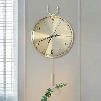 Šiaurės Prabanga Švytuoklės Sieninis Laikrodis Aukso Kambarį Kūrybos Paprastas Minimalistinis Vario, Retro Unikalus Namų Laikrodis Dekoratyvinis W6C