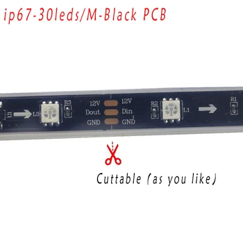 WS2811 led juostelės DC12V SMD5050 RGB Lanksčiai naudoti Skaitmeninės 30leds/m led pikselių juostelės žibintai juosta išorės ic 5m/ro W/B