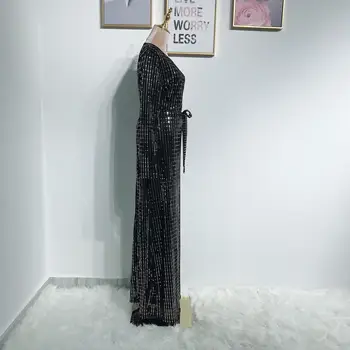 China Juostelės Moterų Musulmonų Vakaro Suknelė Elegantiškas Arabų Abaja Kaftan Jilbab Islamo Maxi Skraiste Suknelė Šalis Slim Ilgomis Rankovėmis Mados