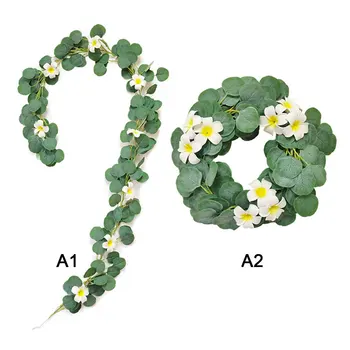 2m Šilko Dirbtinės Gėlės Rotango String Vynuogių su žaliais Lapais Namų Vestuvių Sodo Puošmena Kabo Girliandą Sienos Mar13