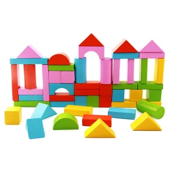 Nauji Mediniai Žaislai 50pcs Spalvingas Medinių Blokų Kūdikių Švietimo Žaislai