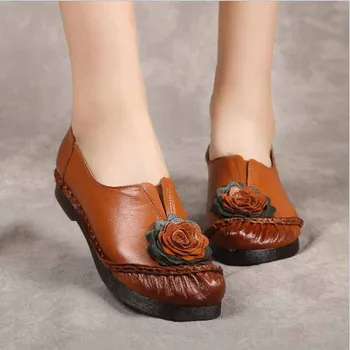 Moterų batai odiniai butas batai mados rankomis siuvami odiniai mokasīni, moterų skylę batai moterų butas batai