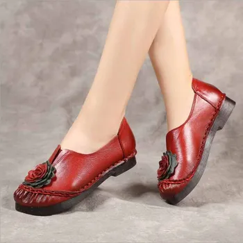 Moterų batai odiniai butas batai mados rankomis siuvami odiniai mokasīni, moterų skylę batai moterų butas batai
