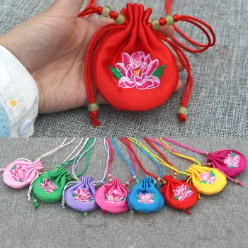 1 vnt Kinų stiliaus medvilniniai siuvinėjimo maišelį papuošalų pakavimo baby shower berniukas pokemon vestuvių dovanos svečiams-ų popieriaus organizatorius