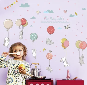 Triušis balionai sienų lipdukai vaikams kambariai namų dekoro sienos lipdukai plakatas 