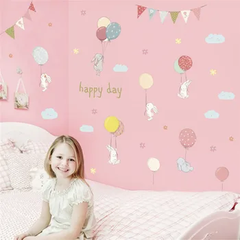 Triušis balionai sienų lipdukai vaikams kambariai namų dekoro sienos lipdukai plakatas 