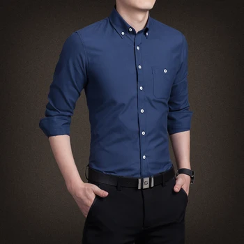 2019 m. Rudens stiliaus vyriški Suknelė Marškiniai ilgomis rankovėmis Oficialaus Darbo marškiniai vyrų businesswear vientisos spalvos Office vyrų drabužiai MQ370