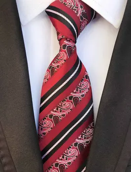 Klasikinis Vyrų Mados Paisley Dryžuotas Kaklaraištis Stilingas Raudonas Necktie Tinka